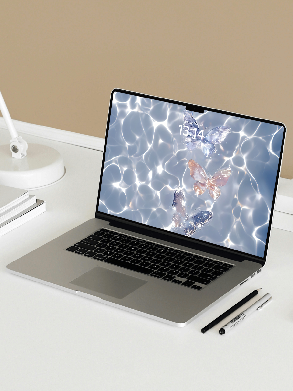 Blue Crystal Wings|A Wallpaper for Manifesting Calm & Fortune