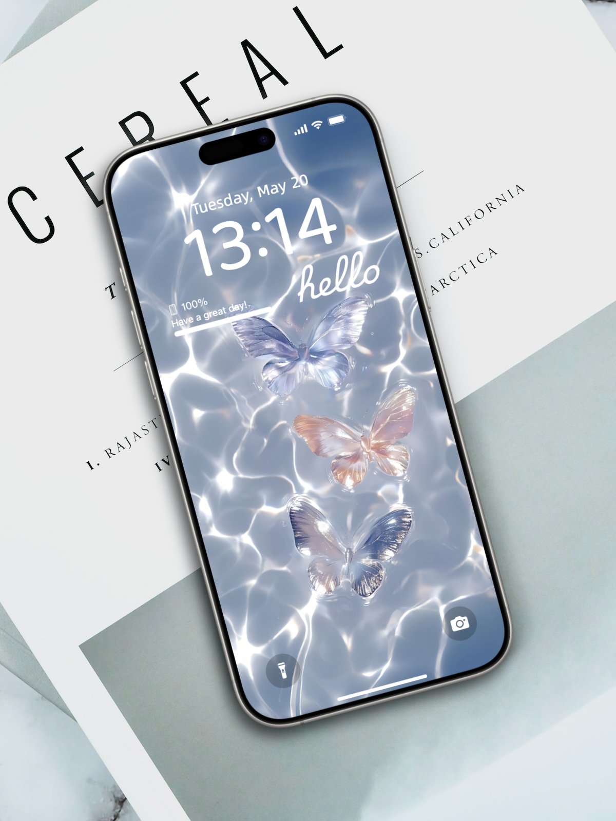 Blue Crystal Wings|A Wallpaper for Manifesting Calm & Fortune
